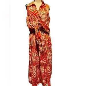 Panama Jack - 2 piece Mid waist Top and Skirt. Size/ XLG Color: Orange Print